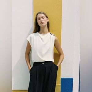 Zara Shoulder Button Blouse | NWT